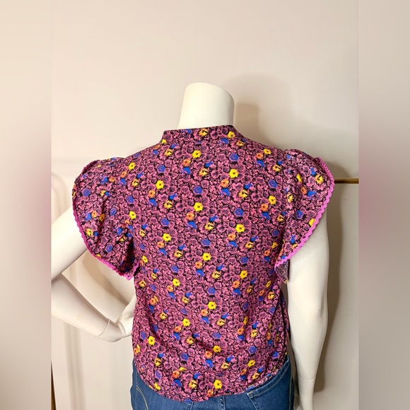 Floral Ruffle Sleeve Blouse - Picture 4 of 6